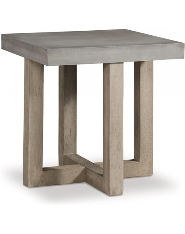 Contemporary Square End Table with Faux Concrete F...
