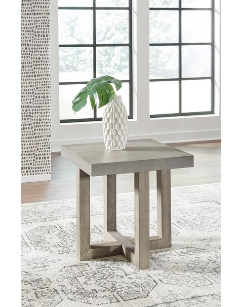 Mesa auxiliar cuadrada contemporánea con tablero con acabado de imitación de hormigón