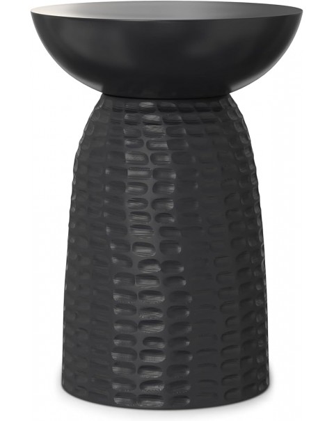 Mesa decorativa ancha y redonda de madera contemporánea en negro, completamente ensamblada, para sala de estar y dormitorio