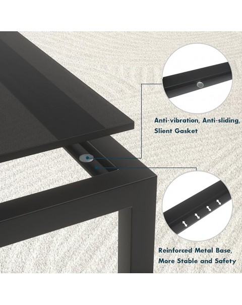 Mesa de centro de vidrio negro Mesas de centro modernas pequeñas