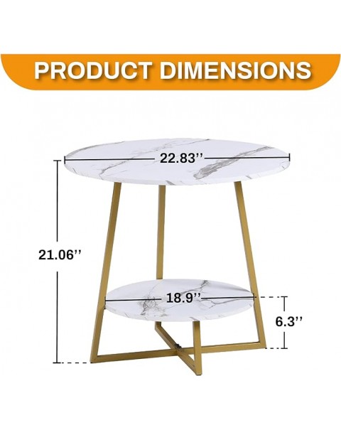 Small Tall Round Accent End Tables Living Room Set, Wood Side Table Bedroom