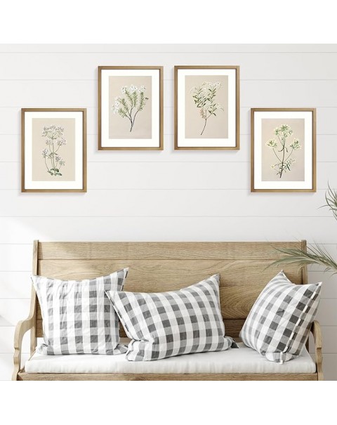 Framed Set of 4 Boho Wall Decor Botanical Wall Art Prints Rustic Vintage Flower