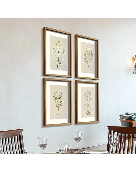 Framed Set of 4 Boho Wall Decor Botanical Wall Art Prints Rustic Vintage Flower