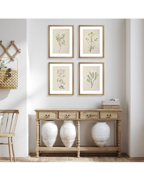 Framed Set of 4 Boho Wall Decor Botanical Wall Art Prints Rustic Vintage Flower