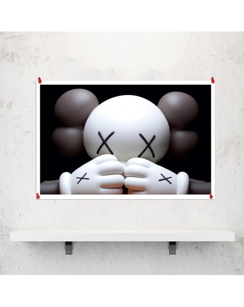 Póster Kawaii para decoración de habitación, lienzo en blanco y negro, arte de pared