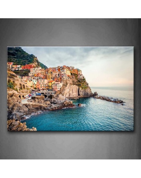 Italy Cinque Terre Wall Art Manarola Sea Mediterranean Wall Art Amalfi Coast Painting Pictures Print On Canvas City The Picture for Home Modern Decoration