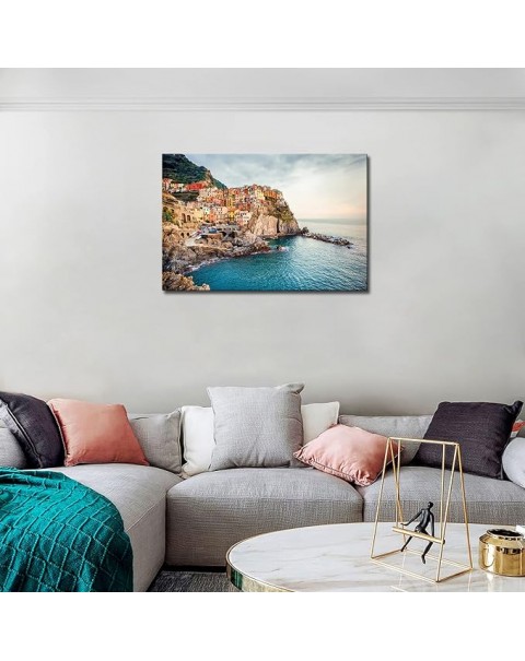 Italy Cinque Terre Wall Art Manarola Sea Mediterranean Wall Art Amalfi Coast Painting Pictures Print On Canvas City The Picture for Home Modern Decoration