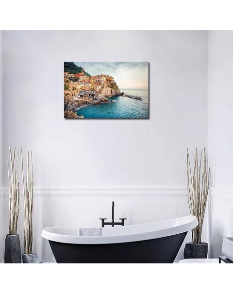 Italy Cinque Terre Wall Art Manarola Sea Mediterranean Wall Art Amalfi Coast Painting Pictures Print On Canvas City The Picture for Home Modern Decoration