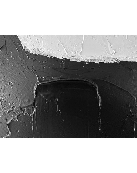 Arte de pared blanco y negro pintado a mano, pinturas en blanco y negro de 36 x 36 pulgadas, pintura al óleo con textura, arte contemporáneo grande, decoraciones minimalistas para el hogar