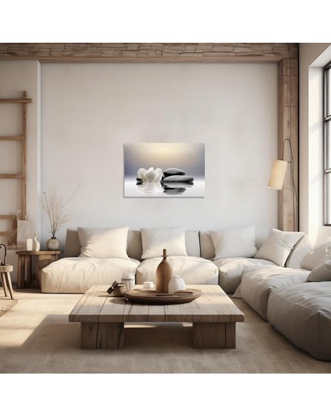 Lienzo Zen para pared, arte de flores de loto y piedras, imágenes de Spa, decoración de pared, impresiones artísticas para decoración de habitación de meditación y Yoga