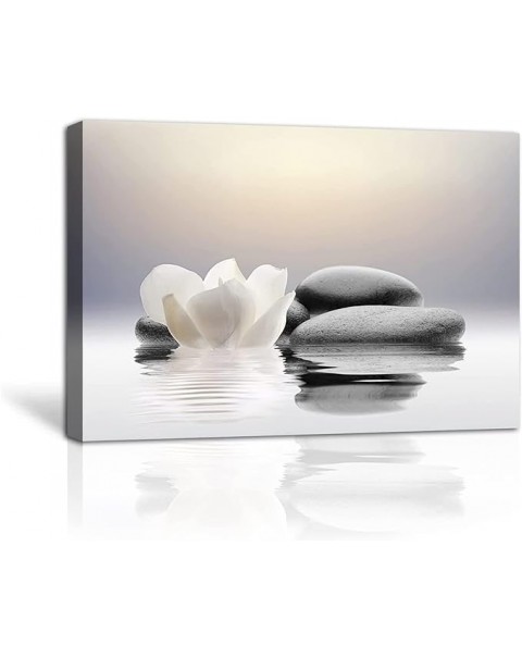 Zen Canvas Wall Art Lotus Flowers and Stones Spa Pictures Wall Decor Art Prints for Yoga Meditation Room Decor