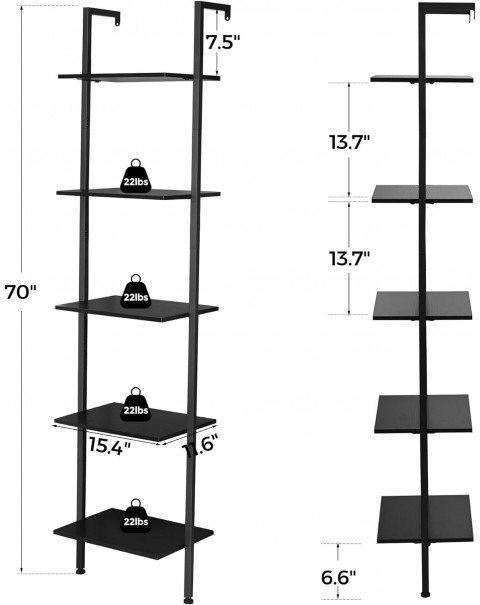 Estantería de pared de madera de 5 niveles