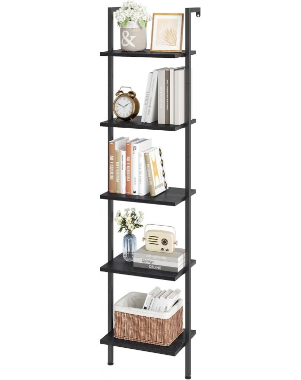 5-Tier Wood Wall Mounted Bookshelf