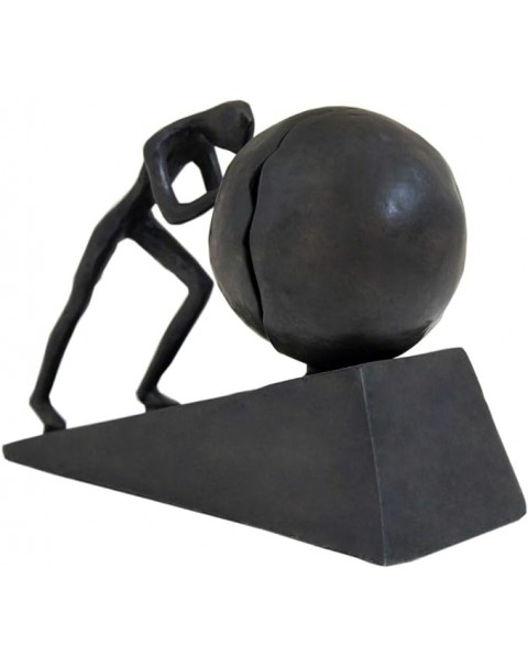 Hombre con esfera estatua de hierro escultura de metal deportista arte metal ornamento estatuilla decoración del hogar y la oficina