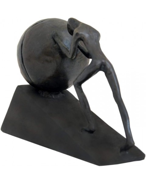 Hombre con esfera estatua de hierro escultura de metal deportista arte metal ornamento estatuilla decoración del hogar y la oficina