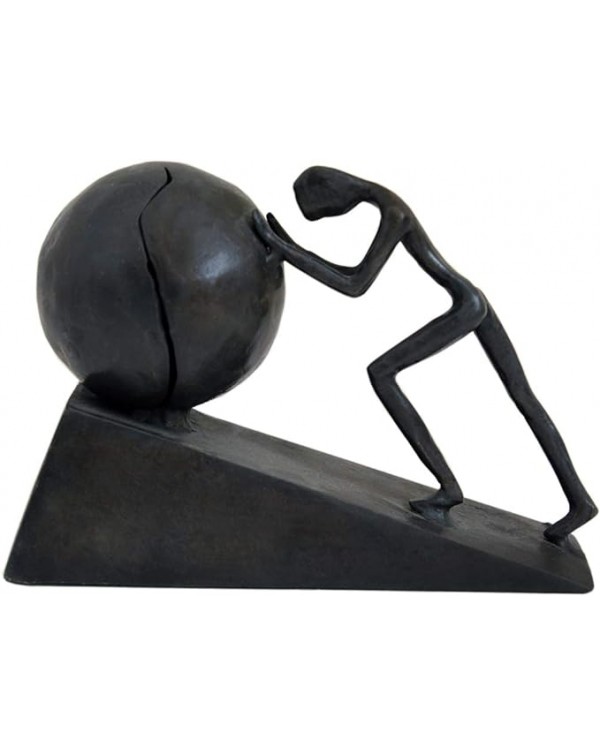 Man with Sphere Iron Statue Metal Sculpture Sports...