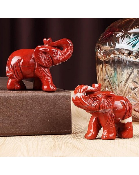 Figuras de elefante de cristal de jaspe rojo