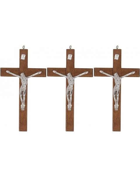 Cruz de pared de madera Medalla de 5 pulgadas Santo Crucifijo pequeño Cruz católica