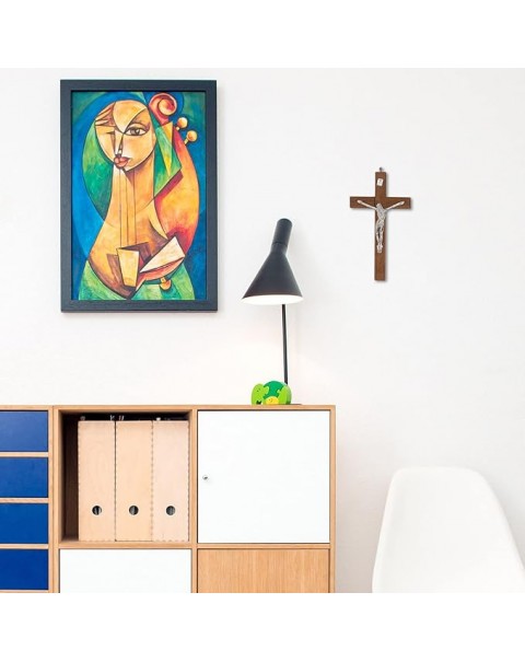 Cruz de pared de madera Medalla de 5 pulgadas Santo Crucifijo pequeño Cruz católica