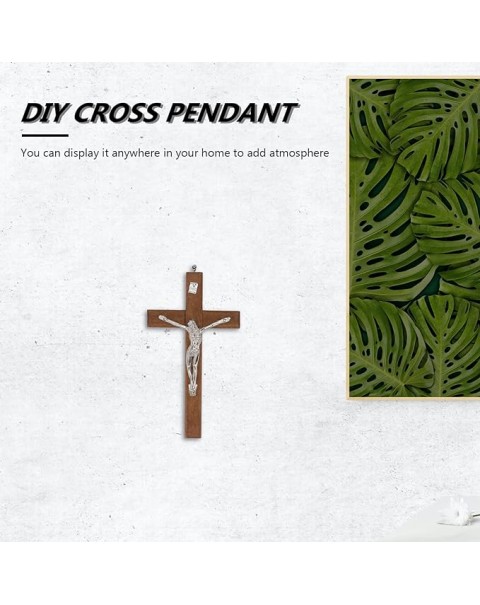 Cruz de pared de madera Medalla de 5 pulgadas Santo Crucifijo pequeño Cruz católica