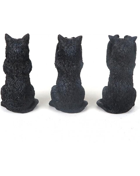 Figura en miniatura de resina de gatitos negros de 4 pulgadas, escucha hablar y no ve el mal