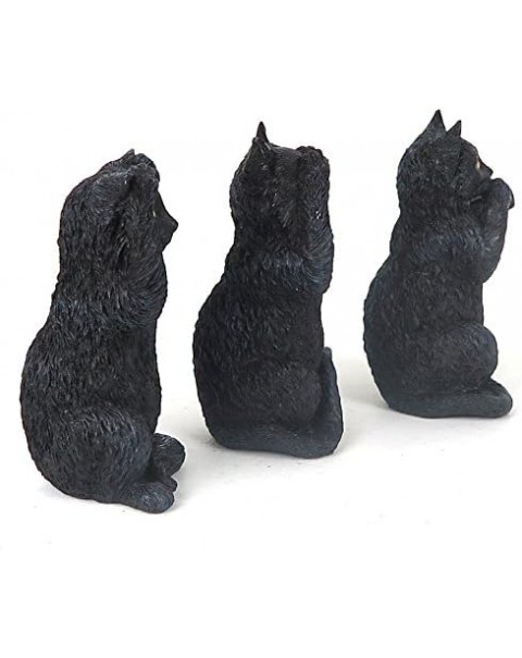 Figura en miniatura de resina de gatitos negros de 4 pulgadas, escucha hablar y no ve el mal