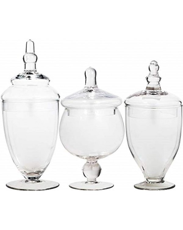Apothecary Jars with Lids Set of 3 - Home Essentia...
