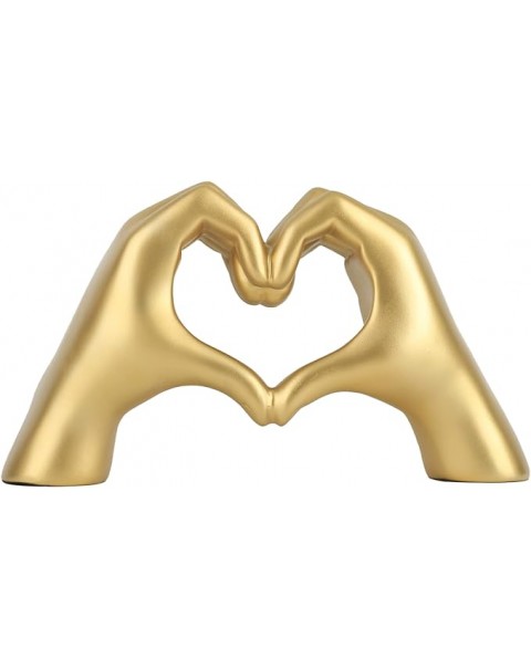 Decoración de gestos dorados, estatua de mano de corazón, decoración de habitación, escultura de dedo de amor, decoración de boda para estante, mesa de café, oficina, dormitorio, TV, mueble, estantería, pequeño adorno, decoración del hogar