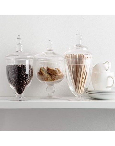 Juego de 3 tarros de boticario con tapas, tarros de caramelos Home Essentials & Beyond para bufé de dulces, decoración de vidrio, lavandería, popurrí y baño