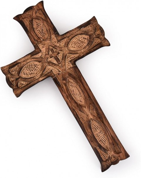 Decoración de la habitación del hogar de la iglesia de la cruz de la pared de madera hecha a mano