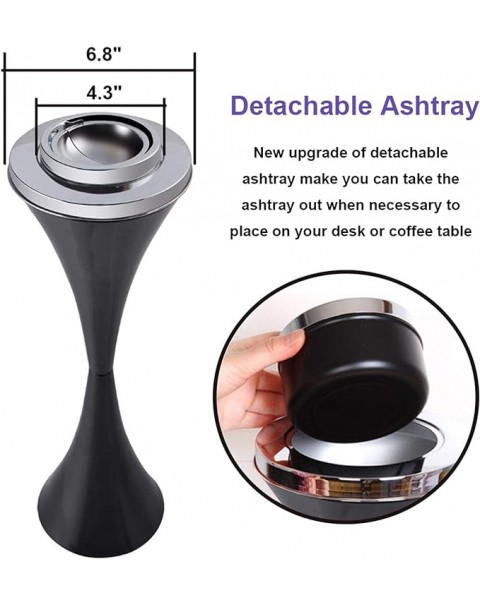 Cenicero de pie con tapa Cenicero para fumar autolimpiante contemporáneo de acero inoxidable Ceniceros desmontables creativos para cigarrillos inteligentes 23,5 de alto Patio Soporte para cenizas a prueba de viento para interior o exterior