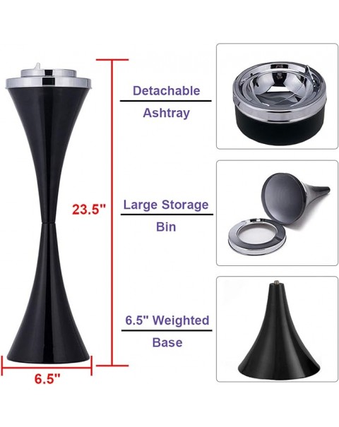 Cenicero de pie con tapa Cenicero para fumar autolimpiante contemporáneo de acero inoxidable Ceniceros desmontables creativos para cigarrillos inteligentes 23,5 de alto Patio Soporte para cenizas a prueba de viento para interior o exterior