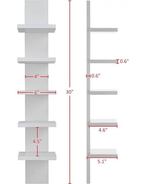 5 Tier Wall Shelf Unit Narrow Smooth