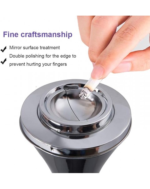 Cenicero de pie con tapa Cenicero para fumar autolimpiante contemporáneo de acero inoxidable Ceniceros desmontables creativos para cigarrillos inteligentes 23,5 de alto Patio Soporte para cenizas a prueba de viento para interior o exterior