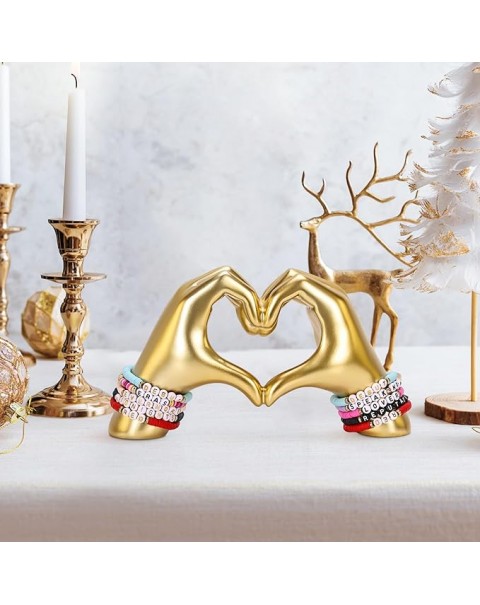 Decoración de gestos dorados, estatua de mano de corazón, decoración de habitación, escultura de dedo de amor, decoración de boda para estante, mesa de café, oficina, dormitorio, TV, mueble, estantería, pequeño adorno, decoración del hogar