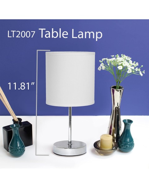 Lámpara de mesa mini básica cromada con pantalla de tela