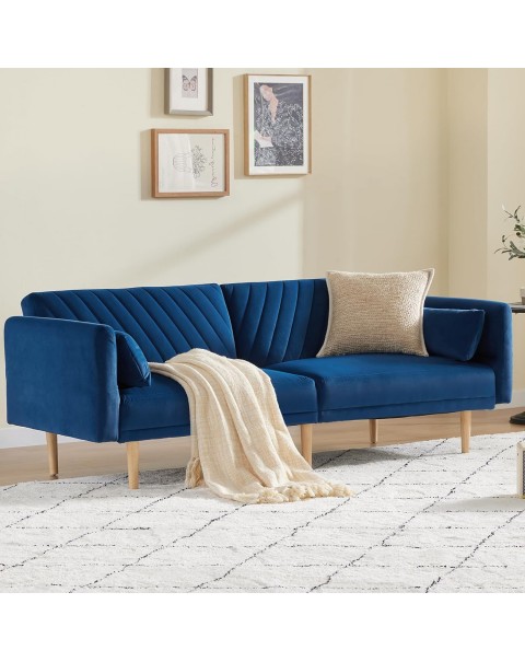 Sofá cama futón de terciopelo