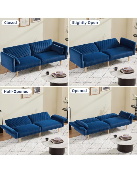 Sofá cama futón de terciopelo