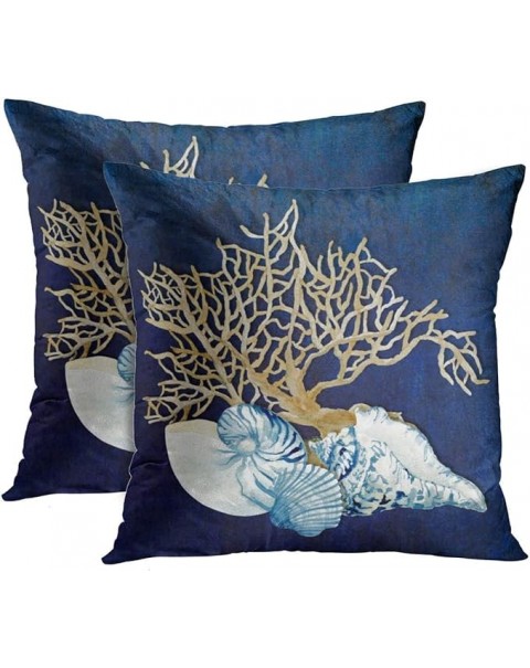  Throw Pillow Cover Blue Seashore Indigo