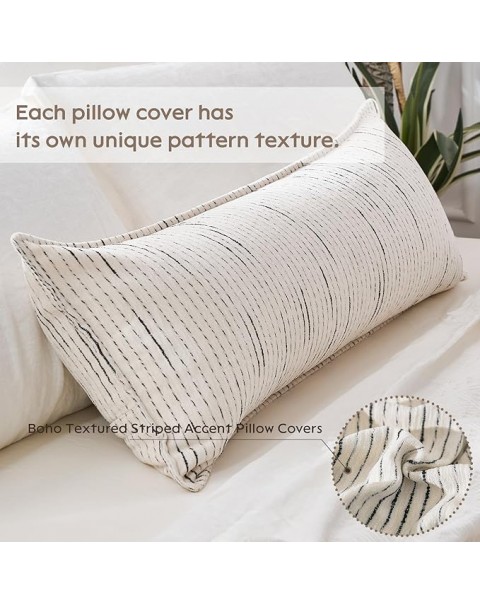 Fundas de almohada largas boho, funda de almohada boho con textura de granja, funda de almohada boho con acento moderno para sofá, funda de almohada decorativa 