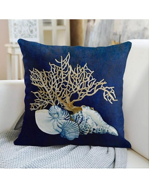  Throw Pillow Cover Blue Seashore Indigo