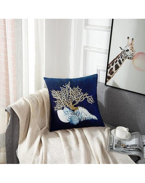  Throw Pillow Cover Blue Seashore Indigo