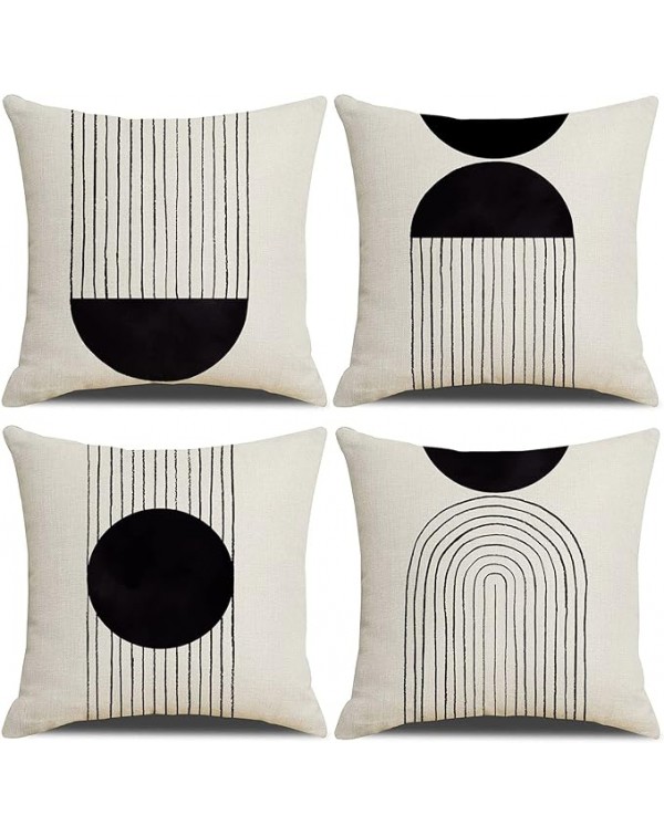 Boho Pillow Covers 18x18 Set of 4, Mid Century Mod...