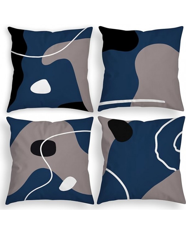 Set of 4 Throw Pillow Covers Blue 