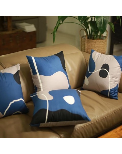 Juego de 4 fundas de almohada azul