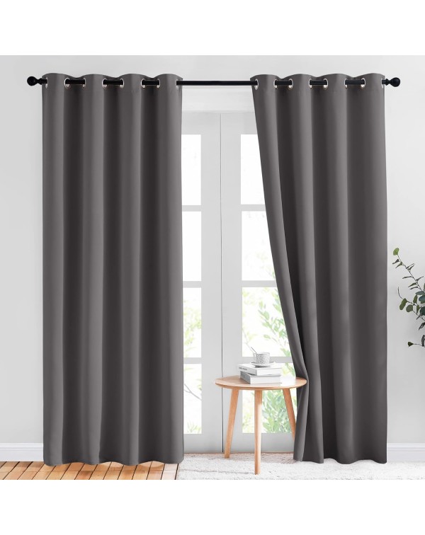 Cortinas opacas grises para dormitorio.