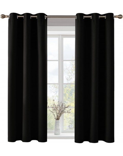 Cortinas opacas negras con ojales y aislamiento térmico sólido