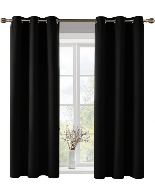 Cortinas opacas negras con ojales y aislamiento t...