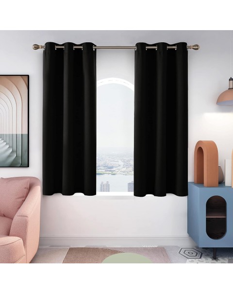 Cortinas opacas negras con ojales y aislamiento térmico sólido